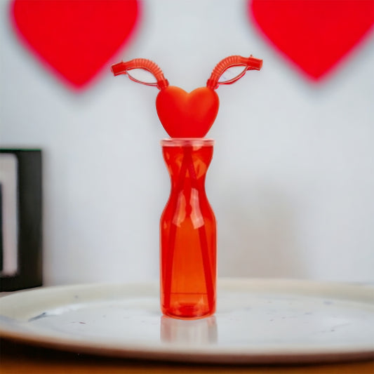 Double straw valentines bottle