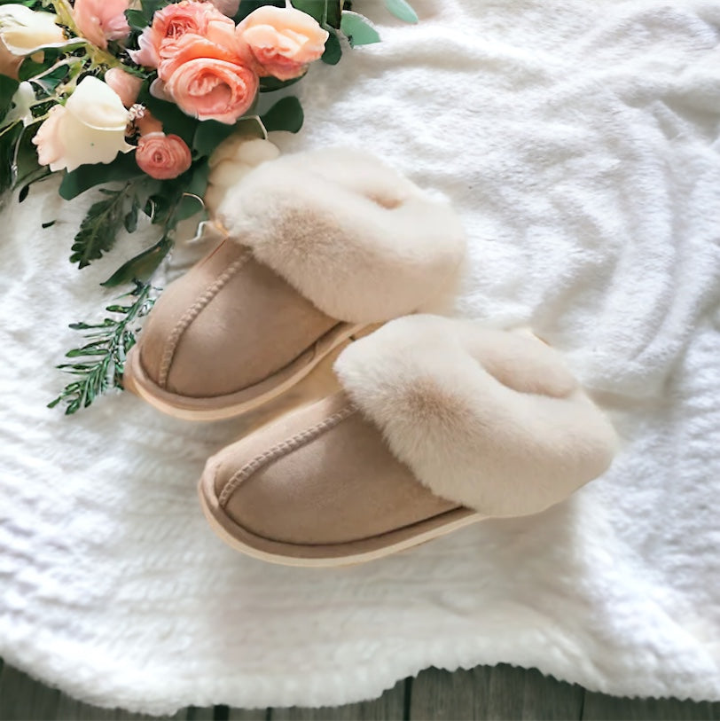 Fur lined slippers