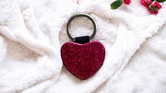 heart with glitter keyring